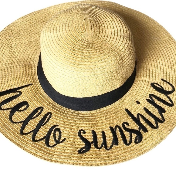 CC Paper Sun Hat Hello Sunshine Natural Straw Color - Picture 6 of 6